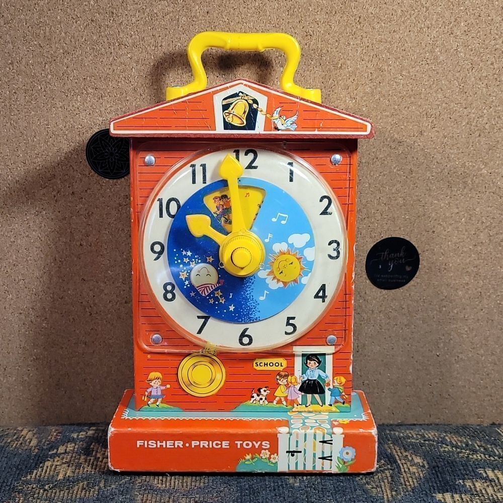 Vintage Fischer Price Music Box Teaching Clock